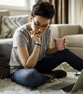 Young woman working at home